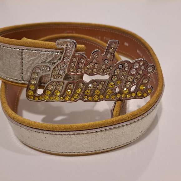 Just Cavalli Women\'s Leather Silver Yellow Crystal Belt IT 80 main image 7